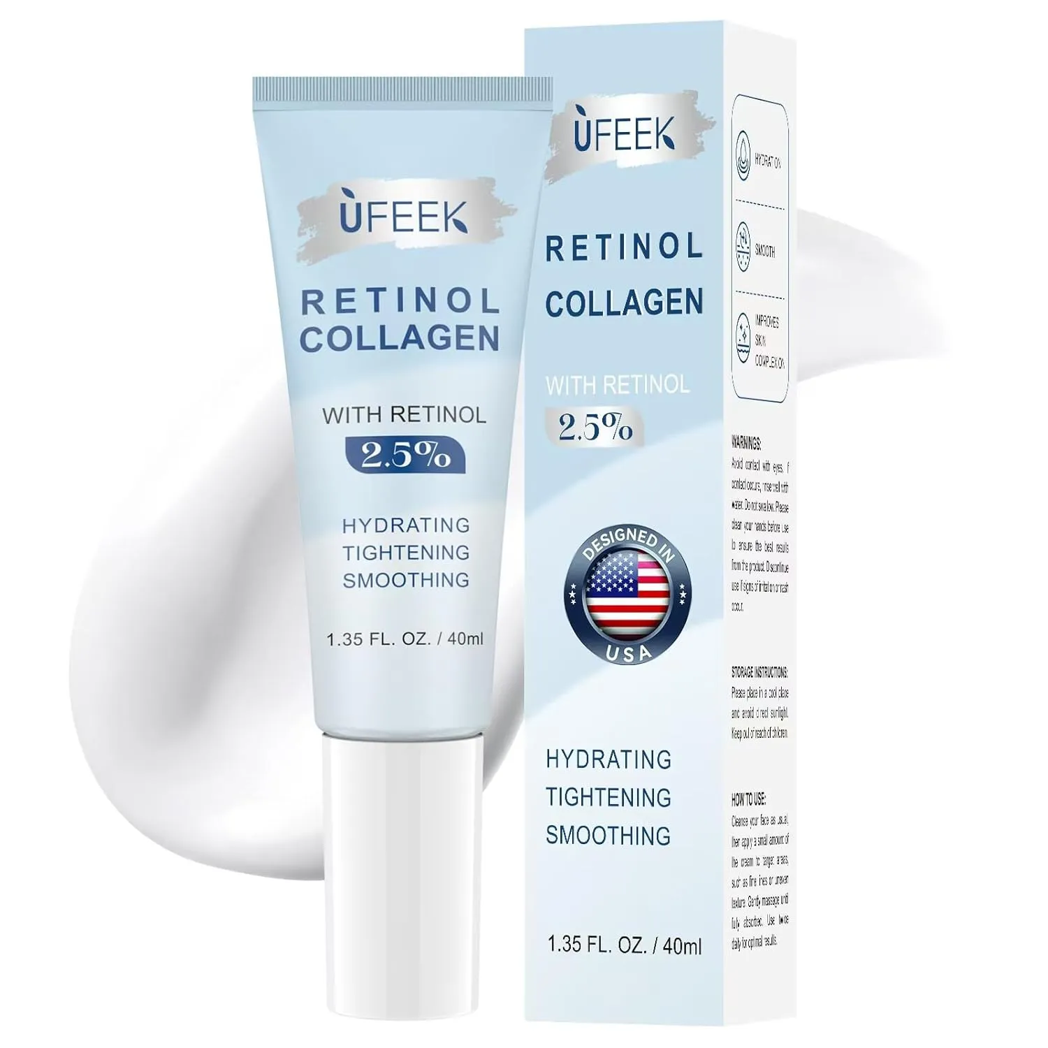 Retinol Moisturizer Face Cream with Hyaluronic Acid – Anti Aging & Hydrating Cream for Face, Neck, Chest & Body – Lightweight Instant Face Lift Cream, Gentle Formula for Men & Women, 1.35 FL OZ