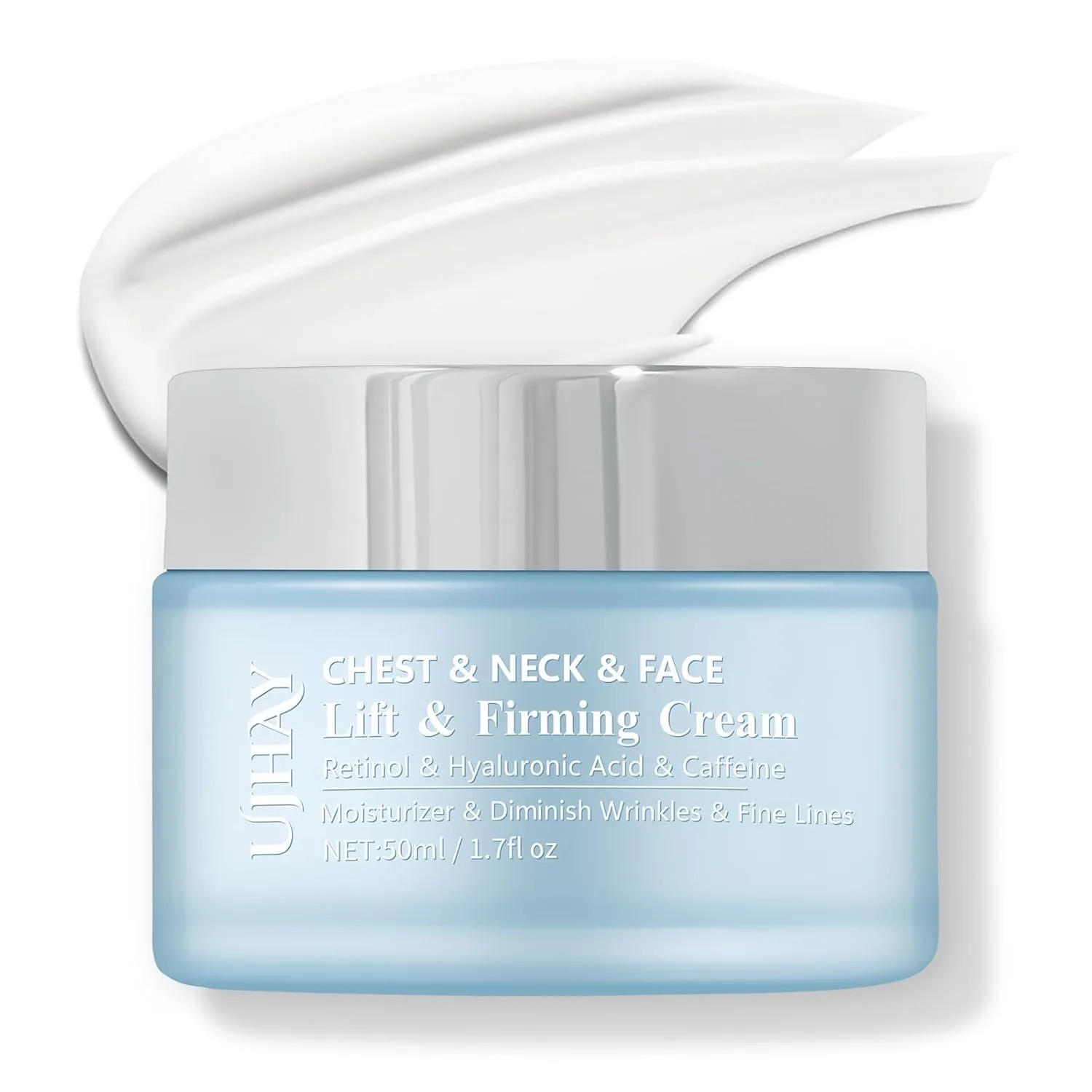 Retinol Neck Cream, Hyaluronic Acid and Caffeine Enriched Neck Firming Cream to Minimize Fine Lines & Dullness - 3-in-1 Moisturizing Cream for Neck, Chest and Face (50 ml/1.7 oz)