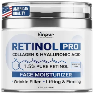Retinol Pro  Collagen Face Cream with Hyaluronic Acid - Hydrating and Firming Cream for All Skin Types - Day and Night Anti Aging Face Moisturizer for Women & Men
