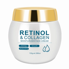 Retinol & Collagen Moisturizer Face Cream - Hydrating & Firming for All Skin Types, Day & Night Use, with Hyaluronic Acid & Vitamin E, Hypoallergenic 4.586oz