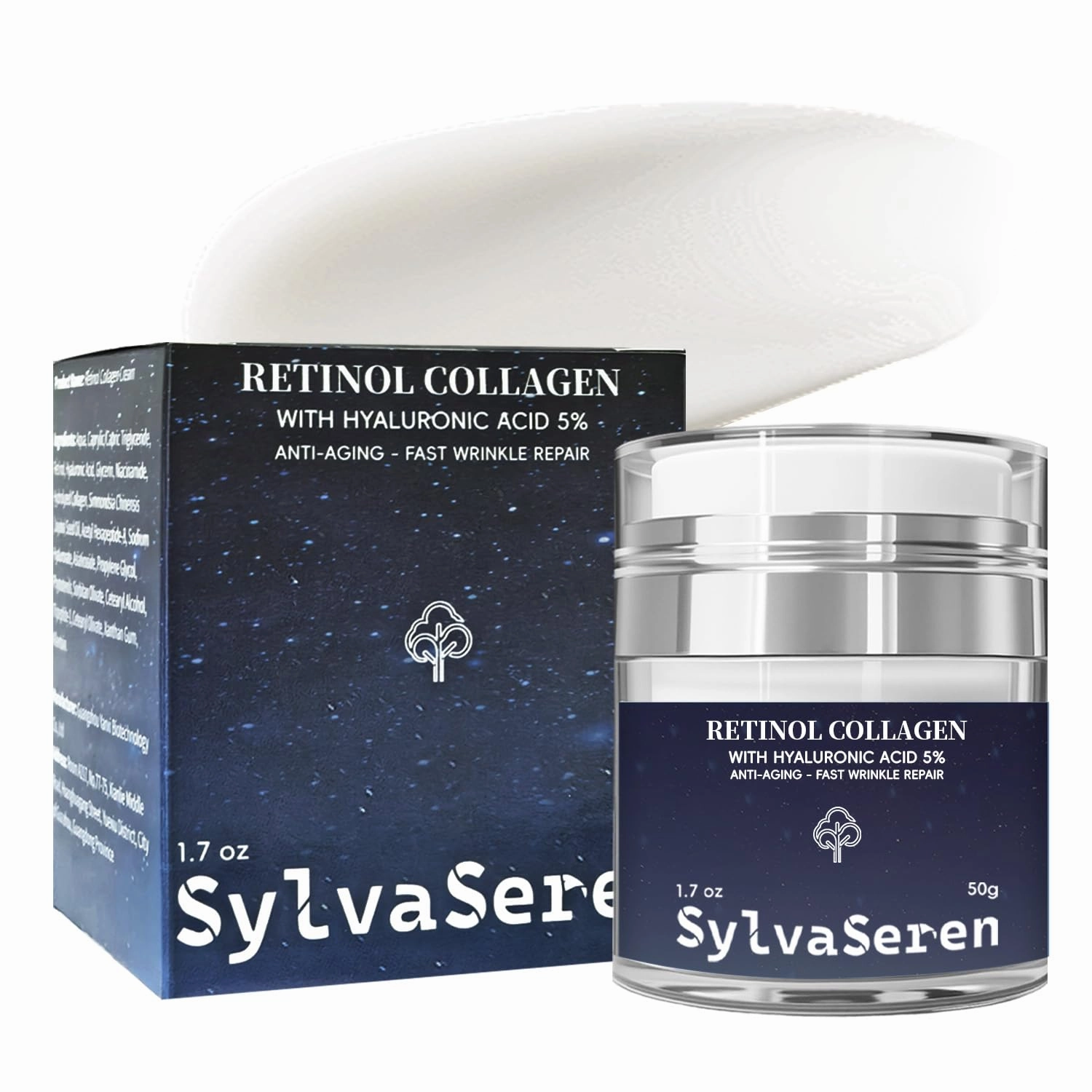 Retinol Cream Face Moisturizer - Unscented Anti Aging Neck Firming Cream Collagen Day & Night Face Cream with Hyaluronic Acid, Peptide Smooths Wrinkles and Fine Lines, Women & Men 1.7 Oz