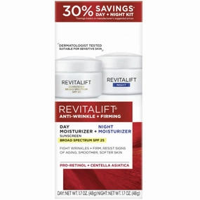 Revitalift Anti-Wrinkle and Firming Face Night Cream, Day Moisturizer with SPF 25, 1 kit Pro Retinol 1.7 oz