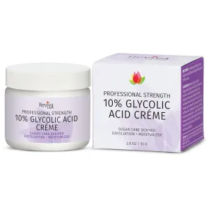 Reviva Labs 10% Glycolic Acid Creme Daily Moisturizer and Mild Exfoliant - Natural Sugar Cane Derived Alpha Hydroxy Acid Face Cream, Acido Glicolico Crema