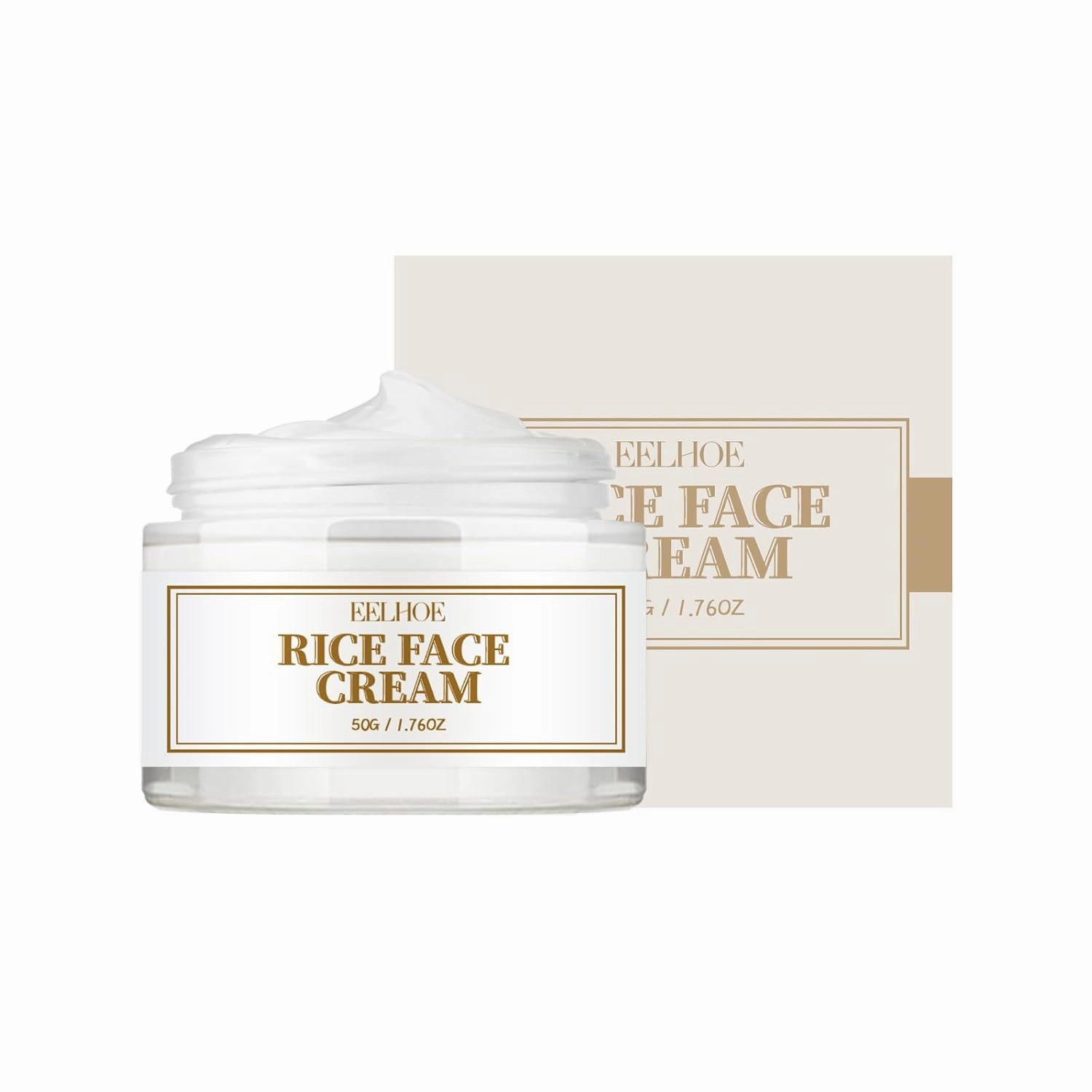 Rice Cream Face Moisturizer - Anti-Aging, Firming & Wrinkle Reduction Cream with Rice Bran Oil, Brightening Formula to Even Skin Tone, Oil-Control & Barrier Repair Moisturizer,1.76oz