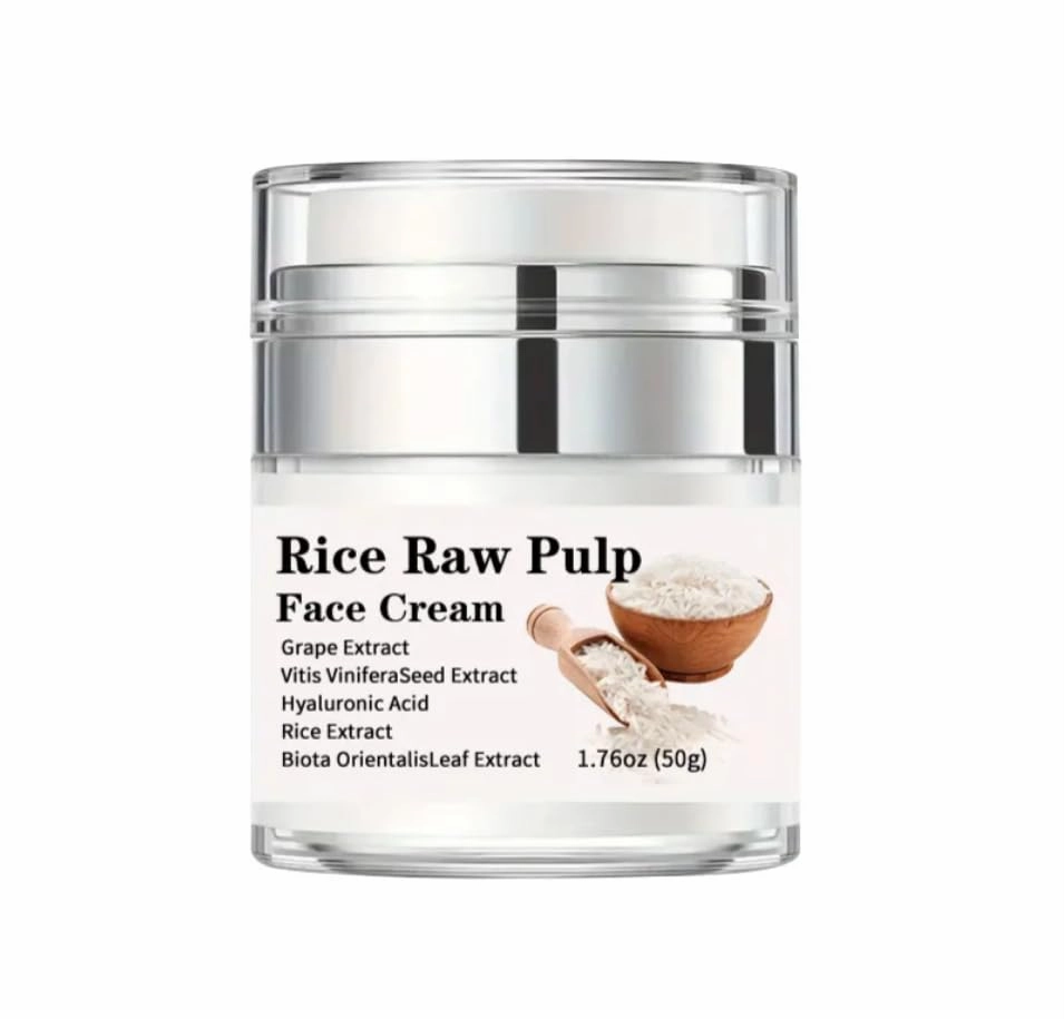 Rice Raw Pulp Face Cream with Hyaluronic Acid, Grape Extract, Rice Extract, 1.76 oz
