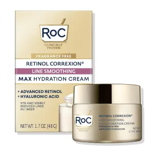 RoC Retinol Correxion Max Hydration Anti-Aging Daily Face Moisturizer with Hyaluronic Acid, Fragrance-Free, Oil Free Skin Care, 1.7 Ounces (Packaging May Vary)