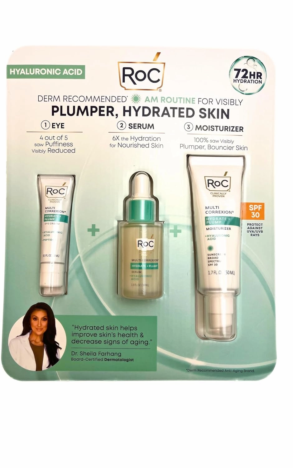 RoC Hyaluronic Acid Multi Correxion 3 Step Bundle: Eye Cream, 0.5 FL OZ   Serum, 1.0 FL Oz   Moisturizer, 1.7 FL OZ
