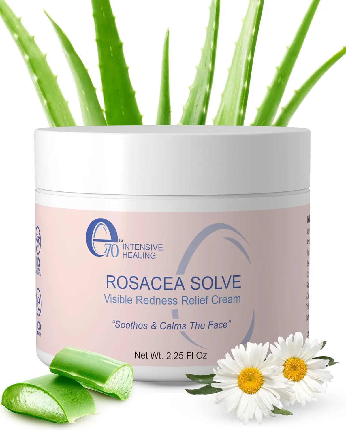 Rosacea Solve Face Moisturizer - Redness Corrector for Face Rosacea Cream with Aloe Vera & Hyaluronic Acid - Day-Night Cream for Women & Men, 2.25 fl. oz., Single