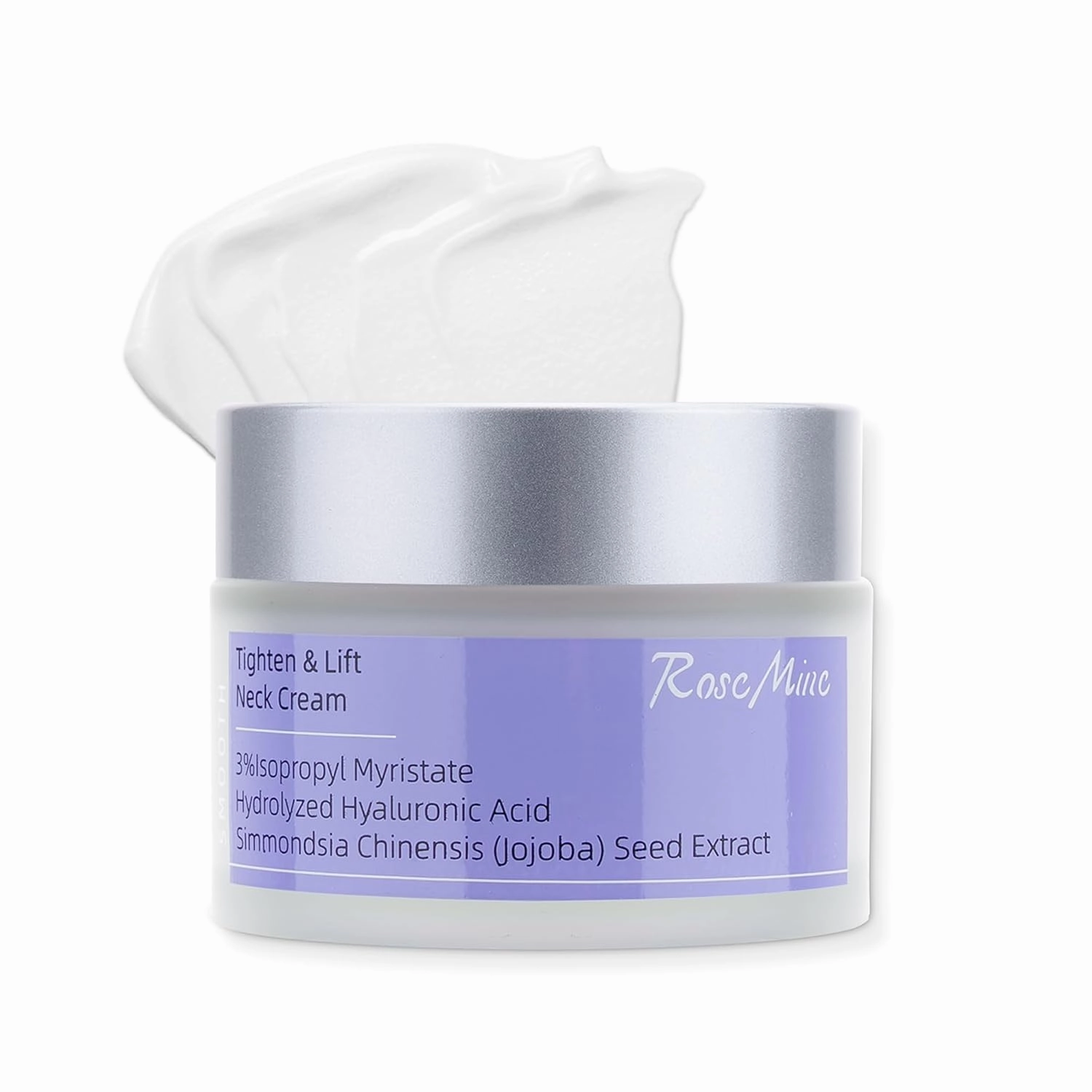 RoscMinc Neck Firming Cream, 3-in-1 Neck Cream with AH-8 Hyaluronic Acid and Jojoba Oil, Anti-Aging Moisturizer for Saggy Skin, Double Chin, Neck Lift, 2 oz