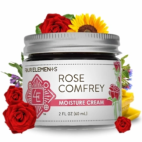 Rose Comfrey Moisture Cream, a Natural Non-Greasy Organic Cream that help Soothe and Calm your Skin, 2 OZ