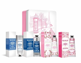 Rose Mademoiselle Metal Box - 4 Hand & Foot Creams Rose, Milk, Cherry Blossom, Milk Foot Cream Shea-Butter Moisturizer Nourishing Unisex for Healthy Skin & Nails (30ml x 4)