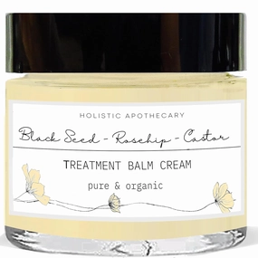 Rosehip, Black Seed, Castor Oil Organic Fortifying Face Cream Treatment Balm Powerful Anti-Aging Natural Moisturizer Nourishing Miracle Balm For Glowing Supple Radiant Skin Glass Jar