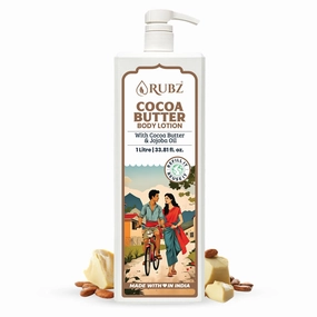 Rubz Cocoa Butter Body Lotion for Women & Men, 1000 ml | smooth, Non-Greasy Formula | up to 8 Hours Intense Moisturization | For Smooth & Moisturized Skin | Suitable for All Skin Types