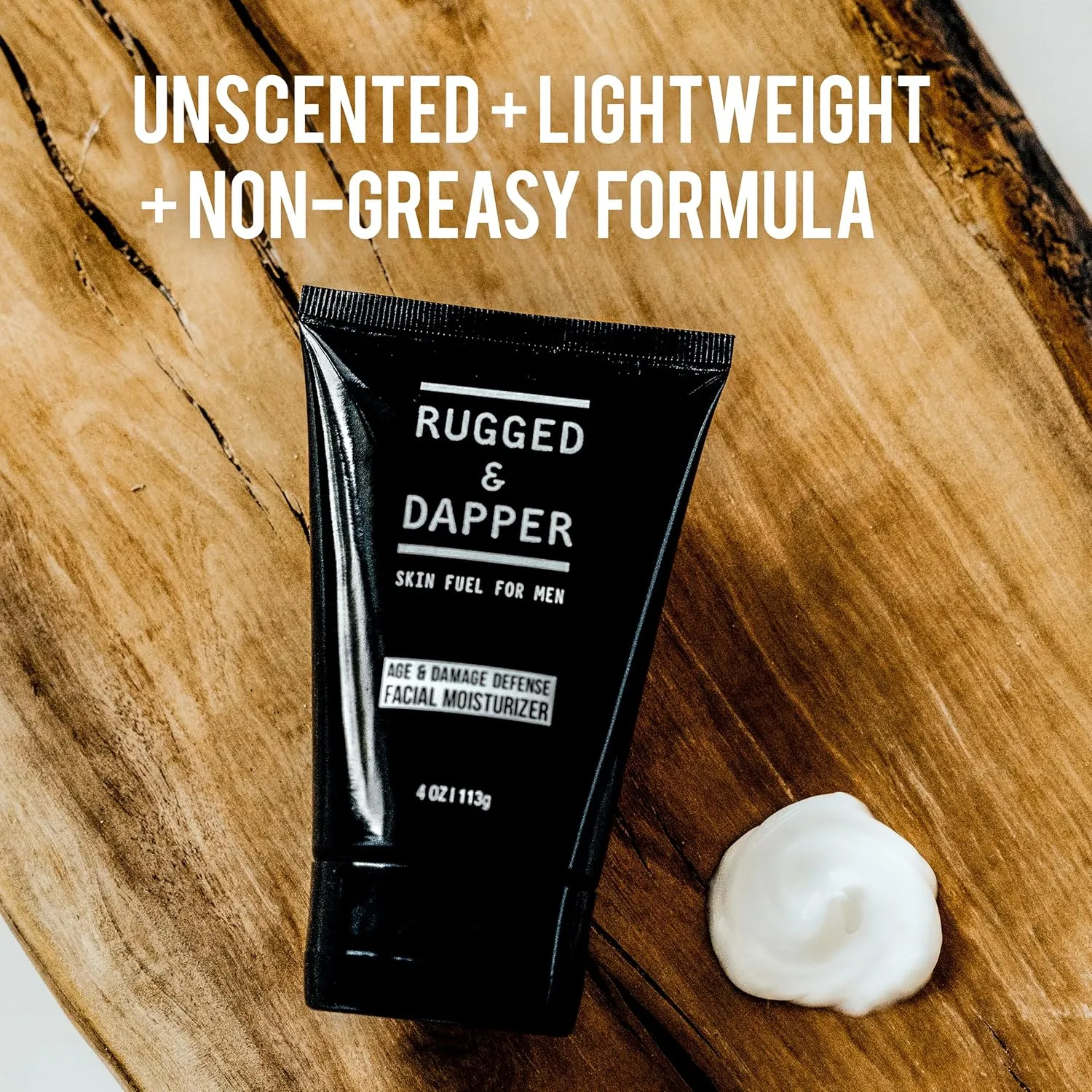 RUGGED & DAPPER - Age Defense Face Moisturizer for Men | 4oz | Hydrating Mens Face Lotion | Unscented   Anti- Aging Formula for Clear Skin | Natural Ingredients | Made in USA