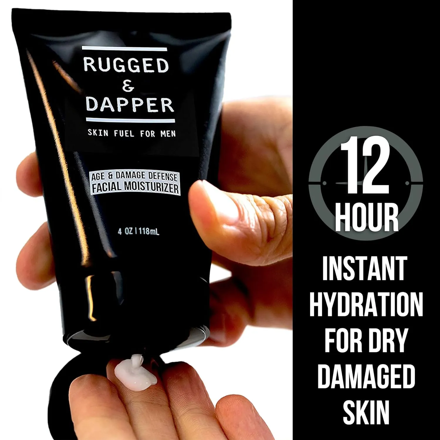RUGGED & DAPPER - Age Defense Face Moisturizer for Men | 4oz | Hydrating Mens Face Lotion | Unscented   Anti- Aging Formula for Clear Skin | Natural Ingredients | Made in USA