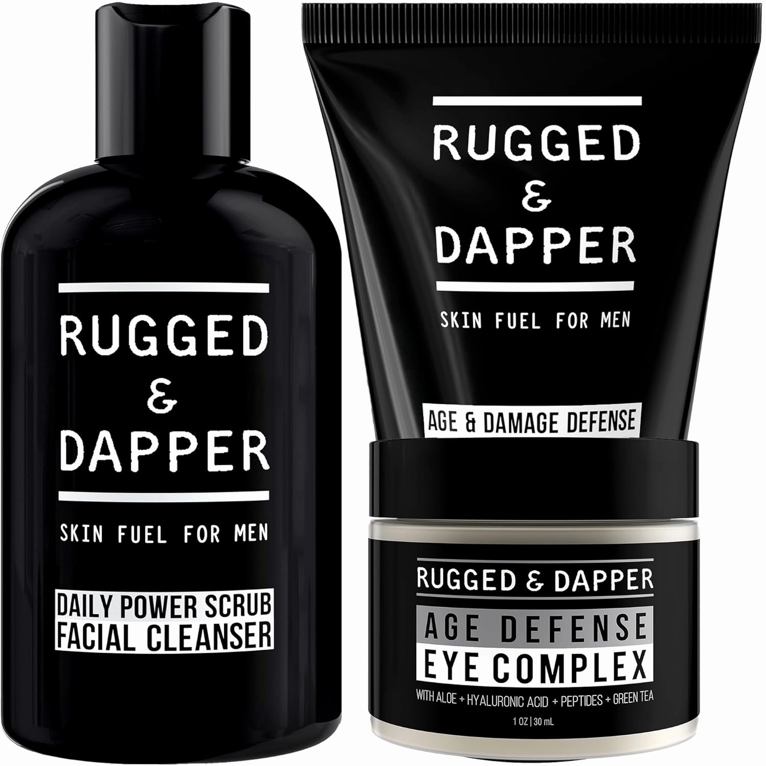 RUGGED & DAPPER - Daily Power Scrub Facial Cleanser, Age   Damage Defense Face Moisturizer and Age Defense Eye Complex