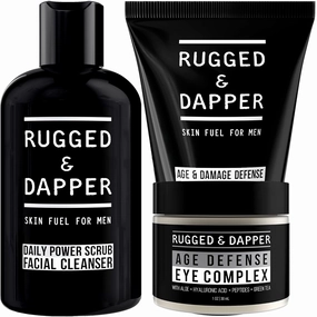 RUGGED & DAPPER - Daily Power Scrub Facial Cleanser, Age   Damage Defense Face Moisturizer and Age Defense Eye Complex