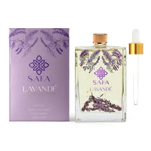 SAFA Lavandé Oil for Face, Body, Hair & Nails - English & French Lavender Essential Oil for Cuticles | Skin Moisturizer | After Shower Scented Body Oil for Long Lasting Fragrance | 4 Fl Oz