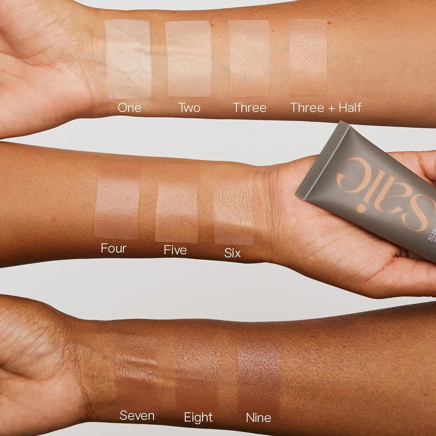 Saie Slip Tint Tinted Moisturizer with SPF 35 - Light Coverage, Glowy Skin Tint & Mineral Sunscreen for Face with Hydrating Hyaluronic Acid - Summer Makeup Essential - Shade Four (1.35 oz)