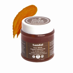 Sandalwood Face Wash - Natural Turmeric & Mango Butter Cleanser, Glowing Skin - Sulfate Free, Vegan - 4.4oz