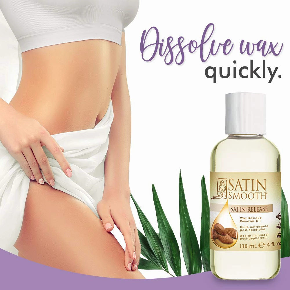 Satin Smooth Satin Release Wax Residue Remover Oil, Almond-Infused, Post-Waxing Oil, Skin Care, 4 fl. oz, 2-Pack
