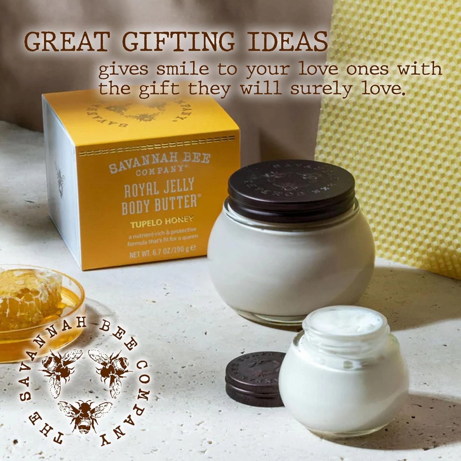Savannah Bee Company Royal Jelly Body Butter - Deep Hydrating Body Butter for Dry Skin
