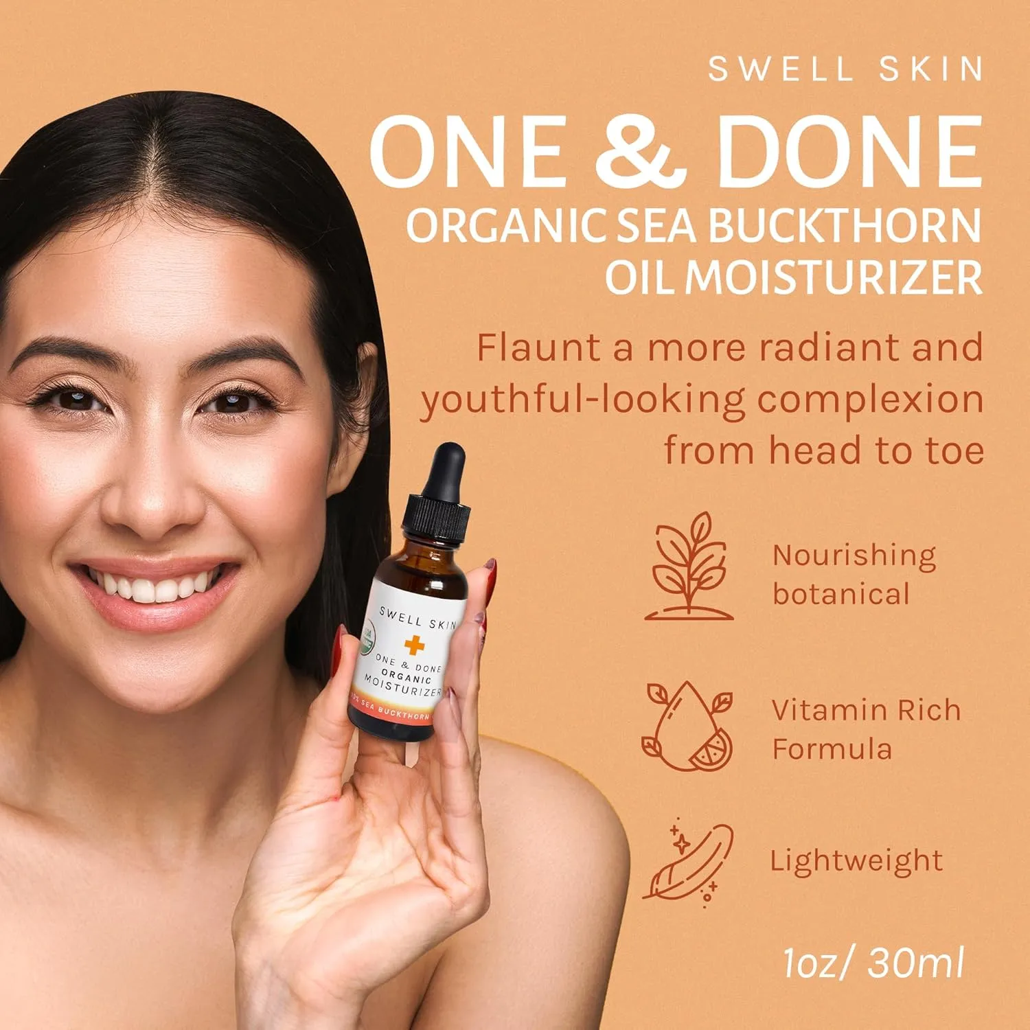 Sea Buckthorn Oil for Skin Health, Facial Oil, Age-Defying Beauty Potion, Moisturizing Face Oil, Also Works on Bites & Burns, 30 ml