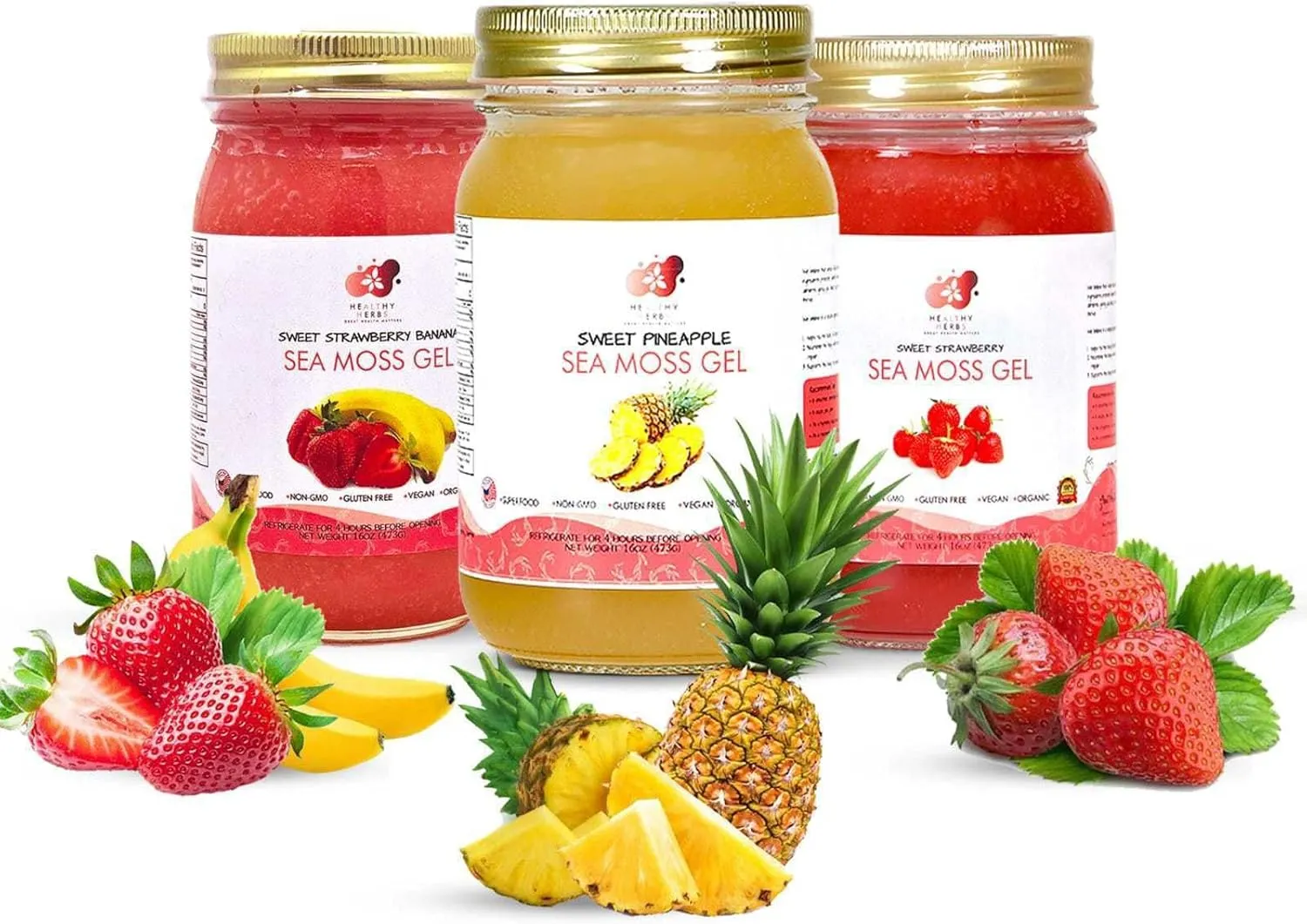 Sea Moss Gel Tropical Goodness Starter Bundle | Made from St Lucia Gold Wild-Harvested Seamoss | Wildcrafted Superfood with 90  Essential Vitamins & Minerals (3-Pack)