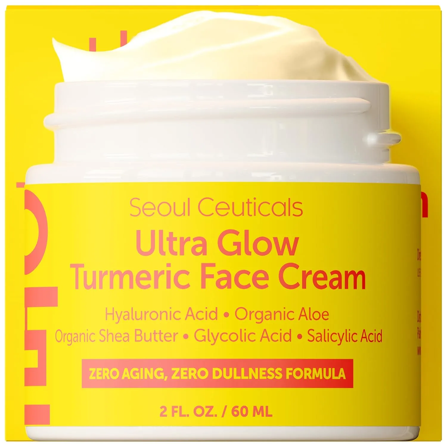 SeoulCeuticals Korean Skin Care Turmeric Cream – Face Moisturizer for Dull Dry Skin - Korean Skincare K Beauty for Glass Skin 2oz