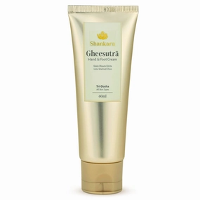 Shankara Gheesutra Hand and Foot Cream with 100X Washed A2 Ghee, Moringa, and Bamboo to Hydrate and Nourish Chapped, Dry Feet and Hands – Ayurvedic Foot Care for All Skin Types