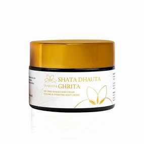 Shata Dhauta Ghrita - Natural Desi Ghee Skin Moisturizer and Night cream (100 Times Washed Ghee) | Even skin glow, nourishing, moisturising and Anti aging ayurveda cream - 25 Gms