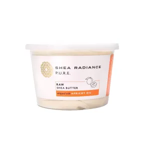 Shea Radiance P.U.R.E Raw Shea Butter | 100% Natural & Unrefined Body Butter | Soothes, Softens, & Increases Collagen | Long Lasting Moisture | Moisturizer for Sensitive Skin | Apricot Oil (9 oz)