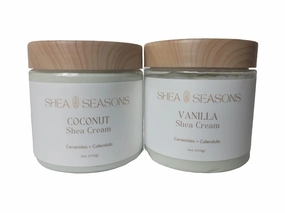 Shea Butter Cream Hydrating Body Cream for Dry Skin Raw Shea Butter Paraben Free Cream 4 oz, COMBO 2pcs (COCONUT and VANILLA)