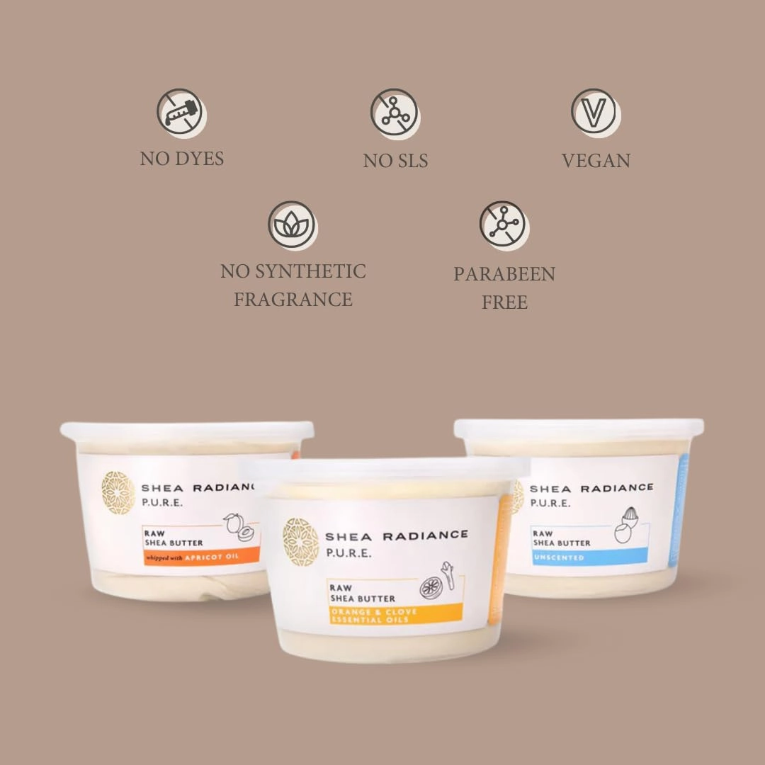 Shea Radiance P.U.R.E Raw Shea Butter | 100% Natural & Unrefined Body Butter | Soothes, Softens, & Increases Collagen | Long Lasting Moisture | Moisturizer for Sensitive Skin | Apricot Oil (5oz)
