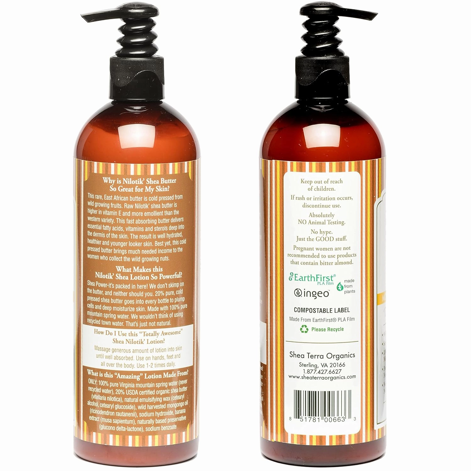 Shea Terra Organics Nilotik’ Shea Butter Ultra-Rich Lotion – Mongongo Banana | Natural Daily Moisturizer High in Vitamins & Fatty Acids with Antioxidant Properties to Soften & Protect Dry Skin– 16 oz