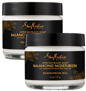 SheaMoisture Skin Care, Face Moisturizer, Authentic African Black Soap Balancing Moisturizer, 2 Pack - 2 Oz Ea