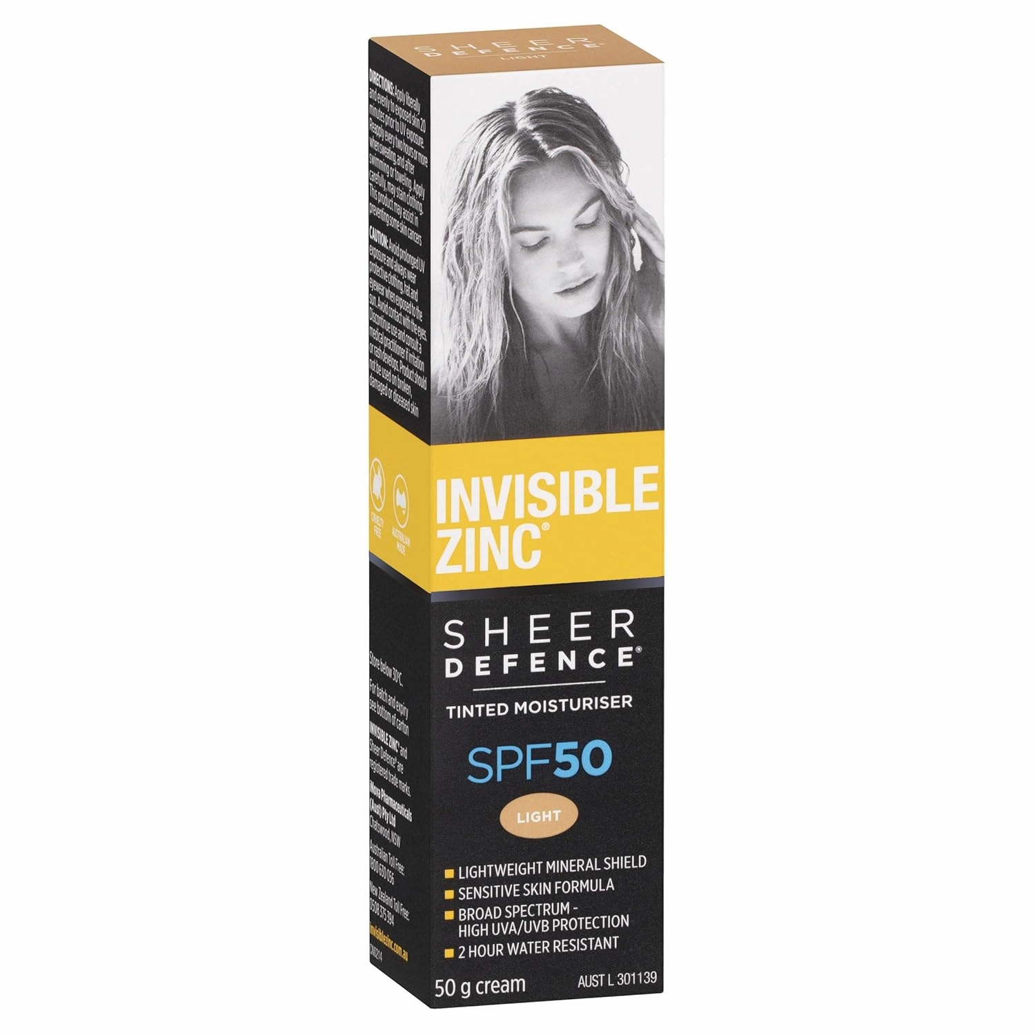 Sheer Defence Tinted Light - Daily Facial Moisturizer With Sun Protection SPF 50 To Prevent The Appearance Of Premature Aging Caused by Harmful UV Rays - 50g