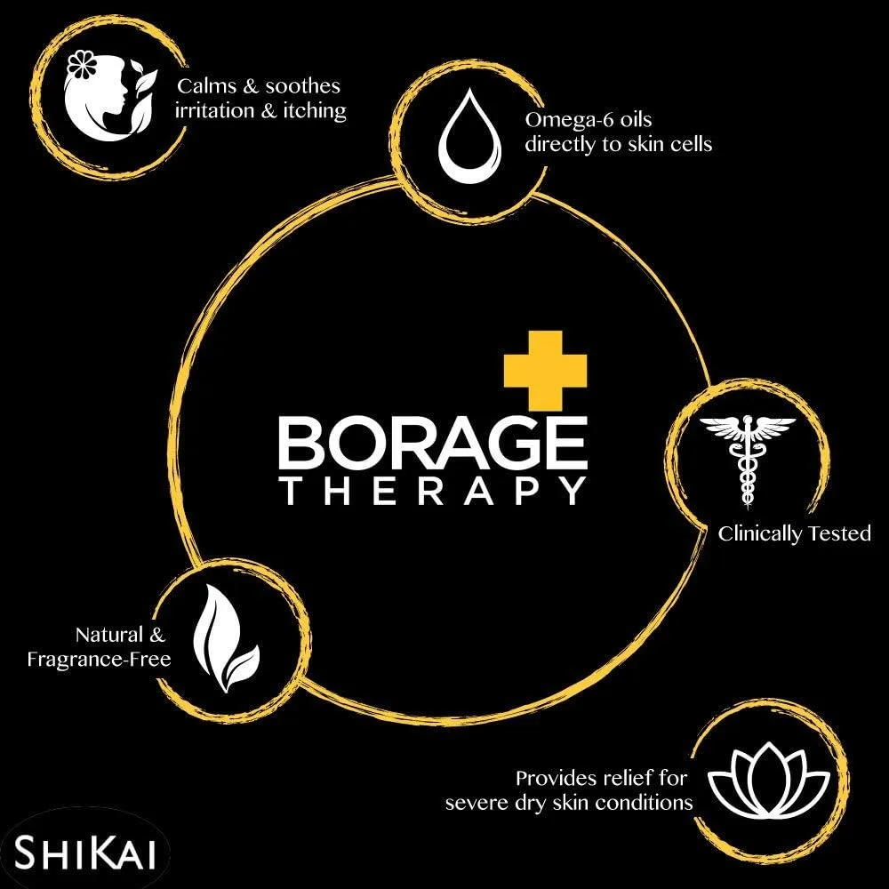 ShiKai Borage Therapy Body Moisturizer Advanced Formula (8 oz) | Fragrance Free | Hydrating Lotion for Dry Hands & Body | With Oatmeal & Shea