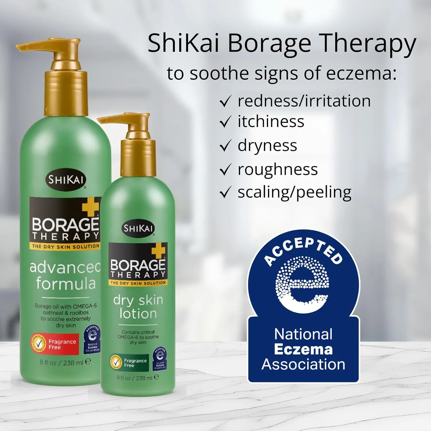ShiKai Borage Therapy Body Moisturizer Advanced Formula (8 oz) | Fragrance Free | Hydrating Lotion for Dry Hands & Body | With Oatmeal & Shea