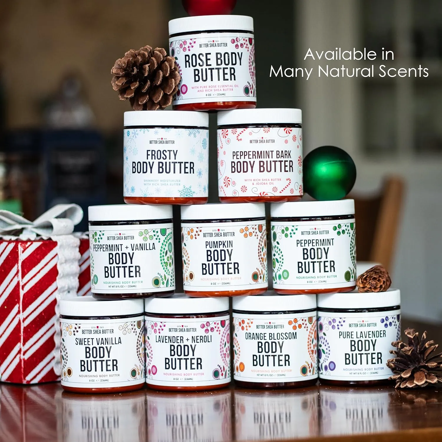 Shimmer Body Lotion with a Frosty Christmas Scent | Christmas Lotion Limited Edition with Organic Shea Butter | Body Butter for Women with Body Glitter | Christmas Skin Moisturizer