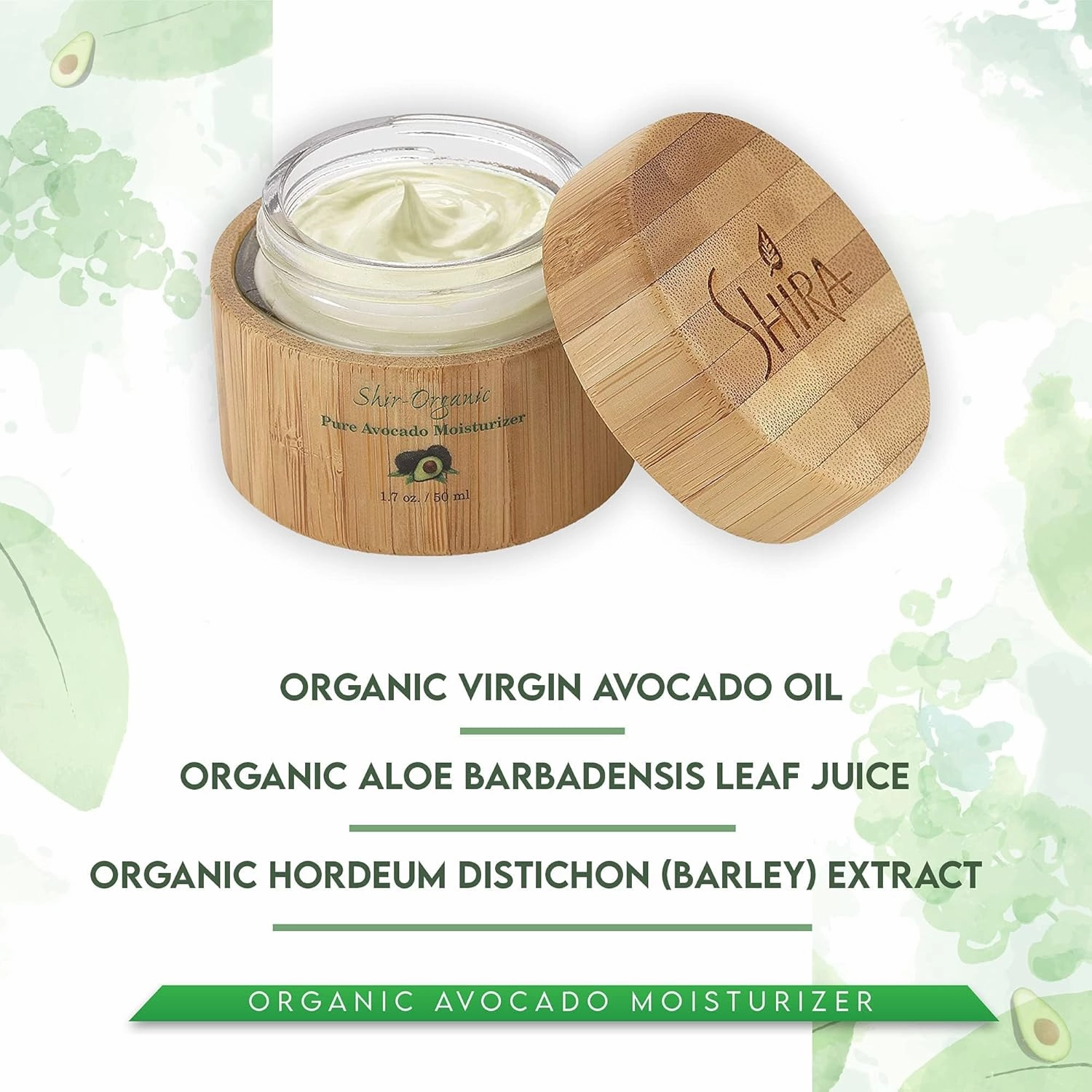 Shir Organic Avocado Moisturizer for dry Mature Skin, 24-Hour Hydrating Face Cream Infused with Vitamins A, B, D, and E for Nourished Skin, Face Moisturizer Cream (15ml)