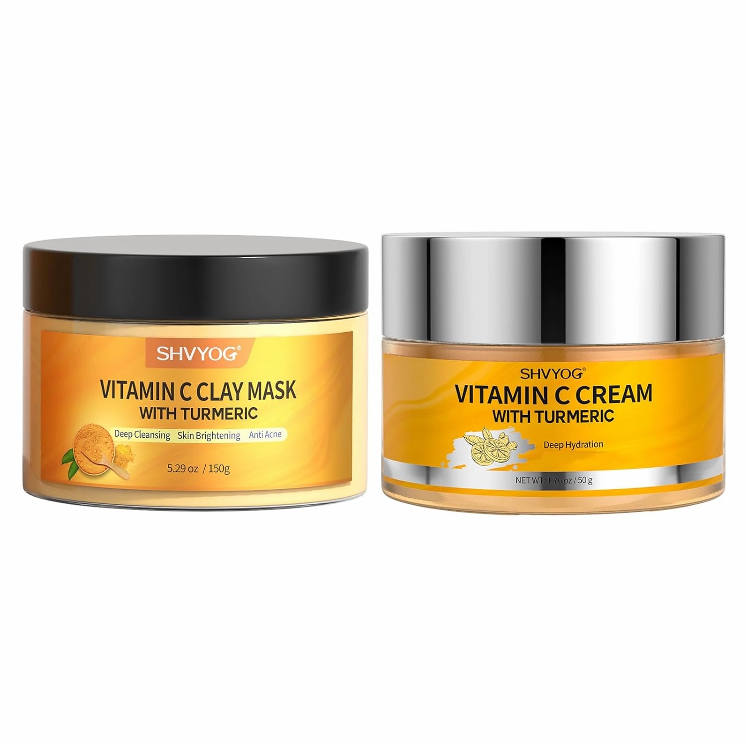 SHVYOG Vitamin C Turmeric Face Mask 5.29 Oz Turmeric Vitamin C Face Cream 1.76 Oz