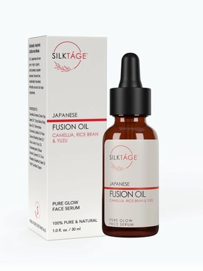 SILKTÁGE Japanese Fusion Oil - Pure Glow Face Serum, Camellia, Yuzi Glowing Skin Serum for Dry Skin, Fine Lines, Uneven Skin Tone, and Dull Complexion 1 Fl Oz