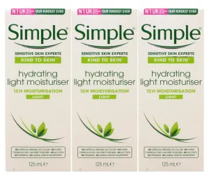 Simple Skin Hydrating Moisturizer, Facial Moisturizer for Sensitive Skin with 12 Hour Moisturization, 4.2 Ounce (Pack of 3)
