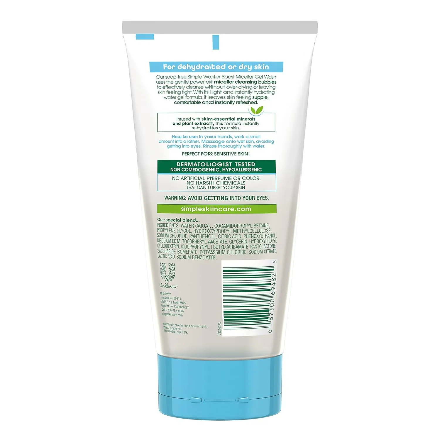 Simple Water Boost Micellar Facial Gel Wash for Sensitive Skin, 5 Ounce (Pack of 3)