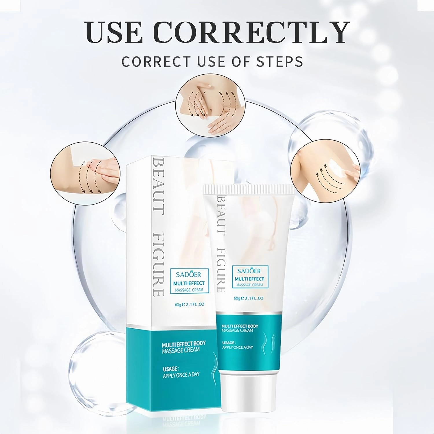 Skin Firming Body Cream, Massage Cream for Body, Moisturizing Body Lotion for Extremely Dry Skin, Multi Effect Body Cream, Skin Tightening Cream for Men and Women 2.1 oz (2)