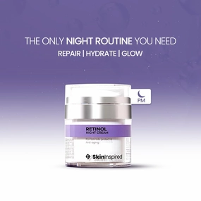 Skin'Inspired Retinol Night Cream For Wrinkles & Anti-Aging | Lightweight Cream for Age Spots, Fine Lines and Wrinkles | Anti Aging Cream For Women & Men | For All Skin Types | 1.76oz