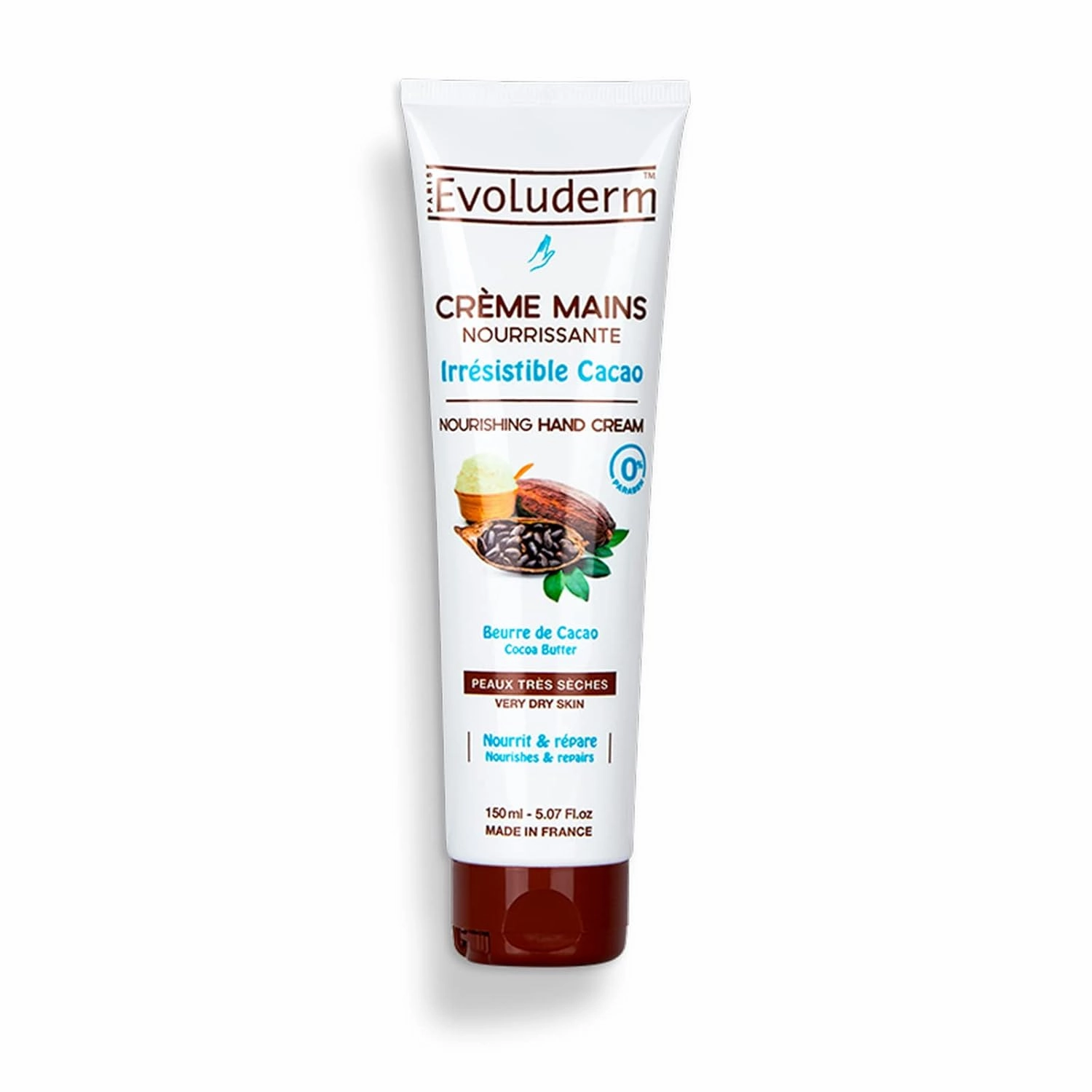 Skin Moisturizer Hand Cream, 150 ml - Nourishing, Hydrating, Cocoa Butter, Dry Skin, Vegan, France