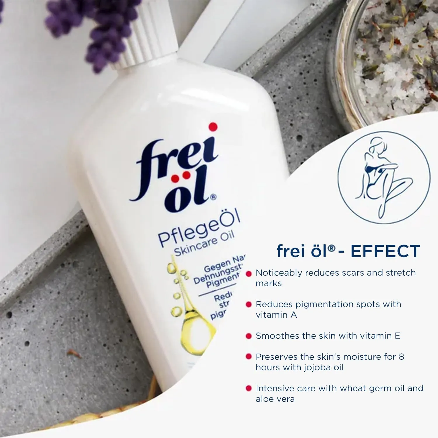 skincare oil – fast absorbing, nourishes skin soft and smooths – excellent as body oil for stretch marks removal and vitamin e oil for scars, microbiome-friendly and vegan, 125 ml / 4.23 Fl Oz