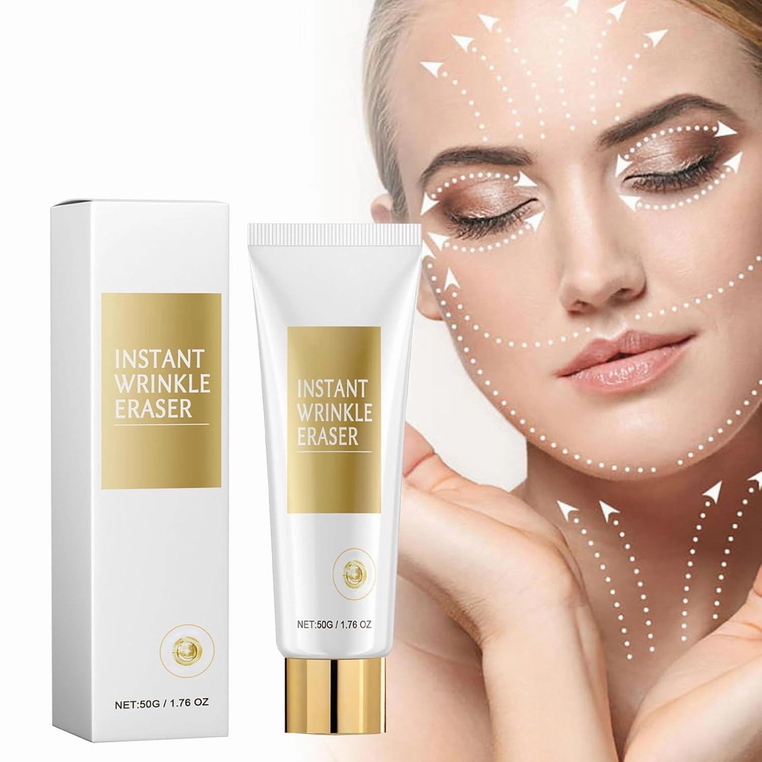 Skip the Line Instant Wrinkle Eraser, Conspicuoust Instant Wrinkle Eraser Restore Skin Elasticity Plumps Blurs Wrinkles Anti-Aging Skin Care Cream for Face/Neck/Cheek (2)